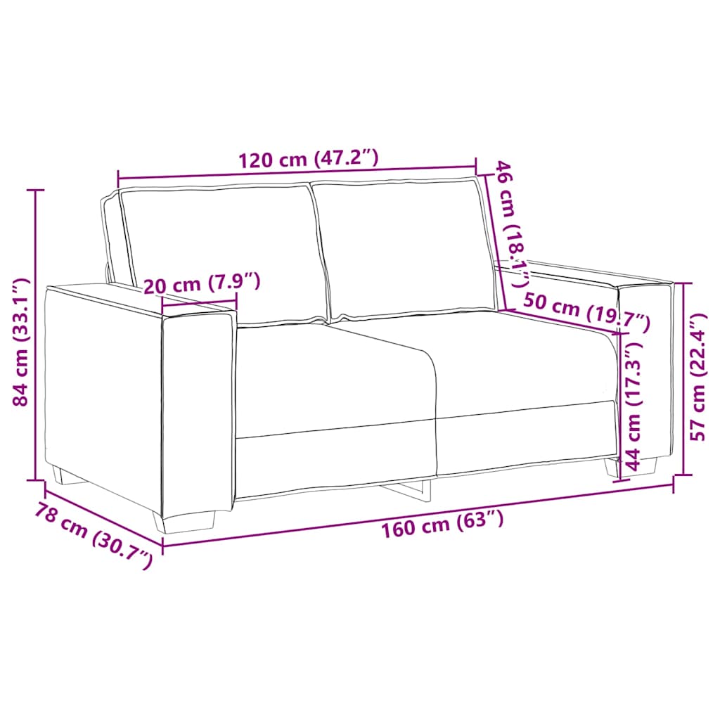 2-Seater Sofa Dark Grey 160x78x84 cm Fabric