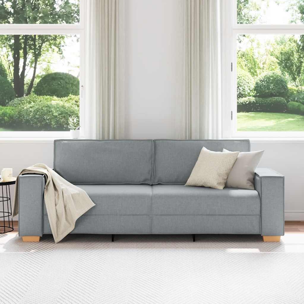 3-Seater Sofa Light Grey 180 cm Fabric