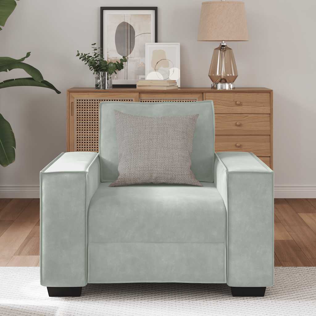 Sofa Chair Light Grey 100x78x84 cm Velvet