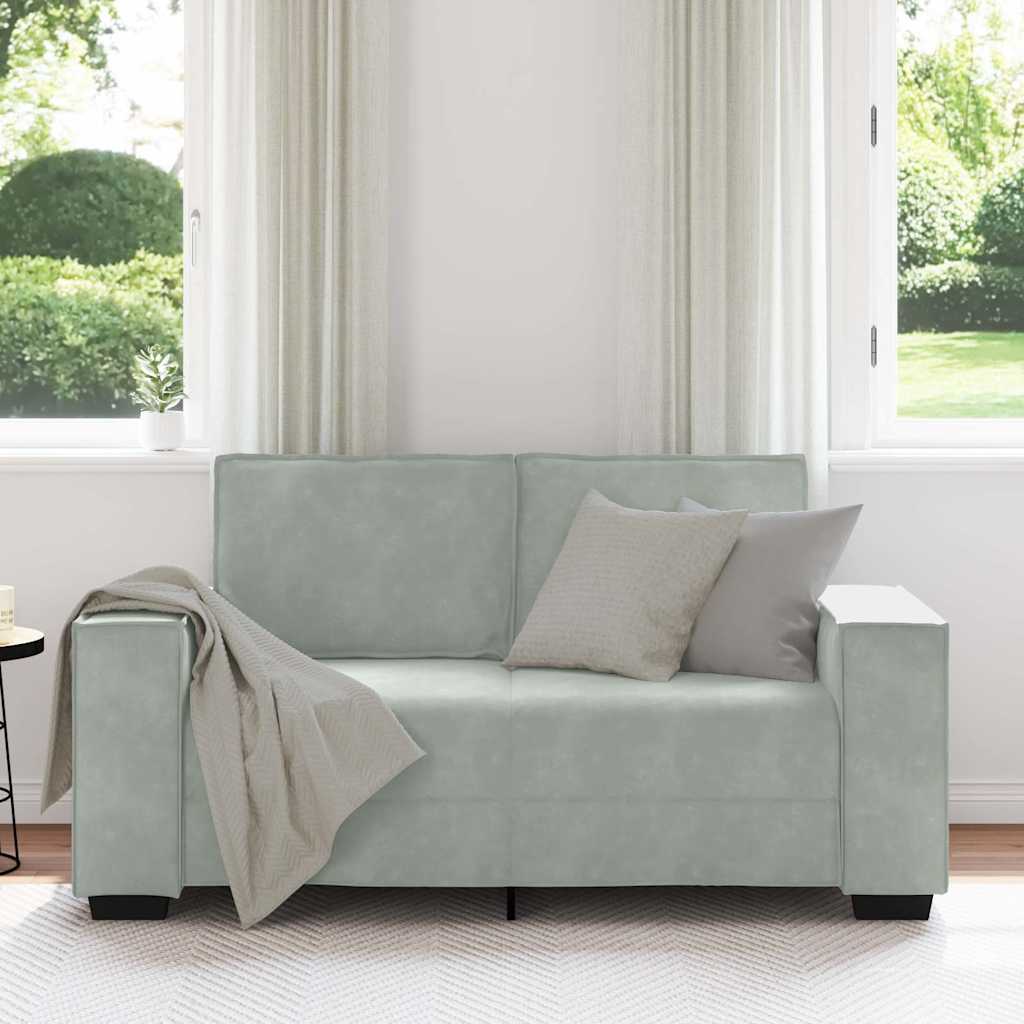 2-Seater Sofa Light Grey 160x78x84 cm Velvet