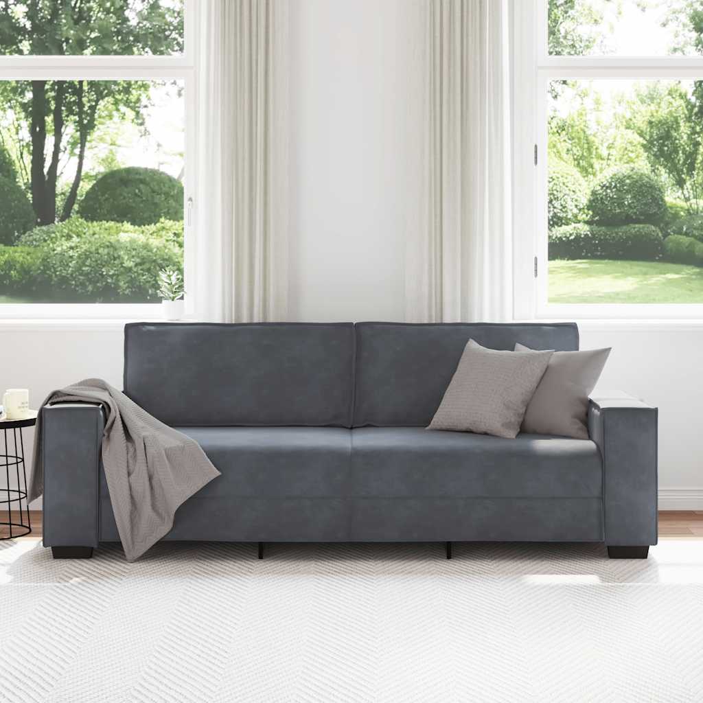 3-Seater Sofa Dark Grey 220x78x84 cm Velvet