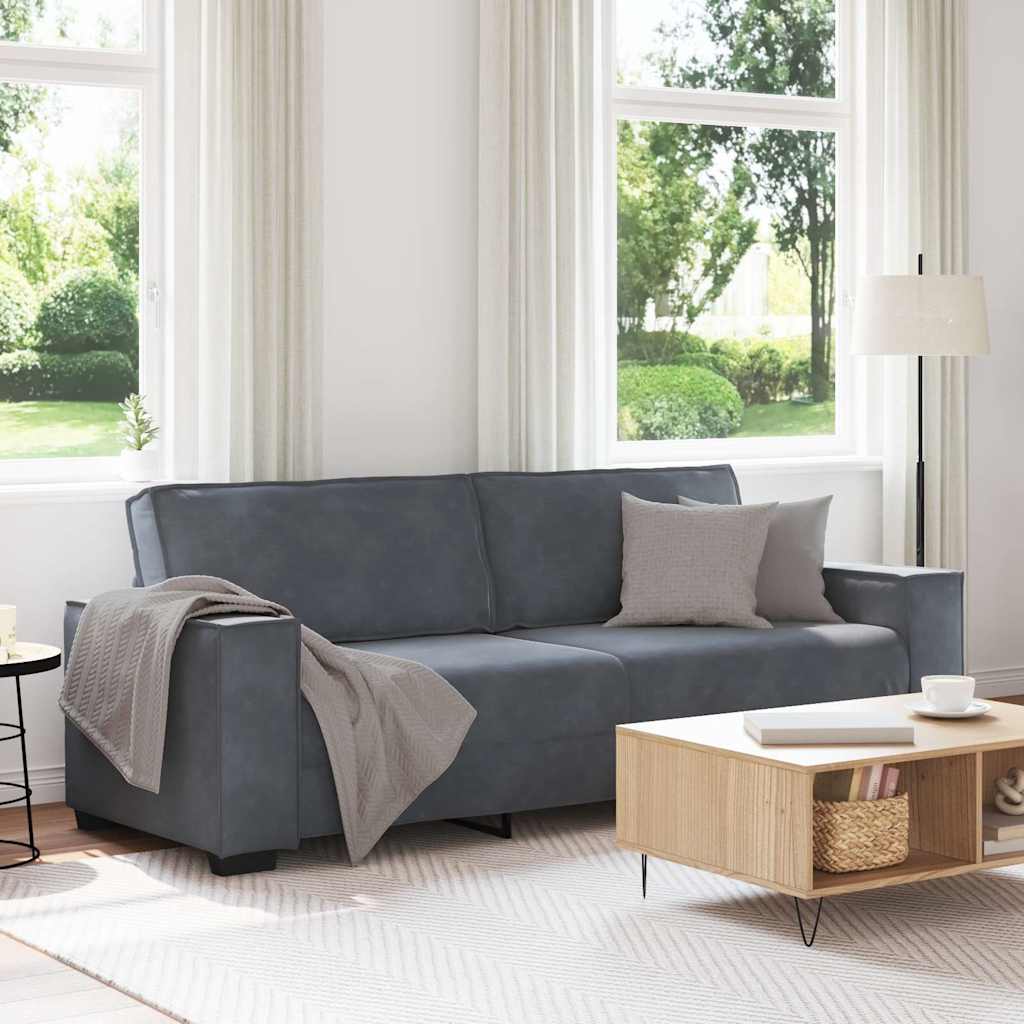 3-Seater Sofa Dark Grey 220x78x84 cm Velvet