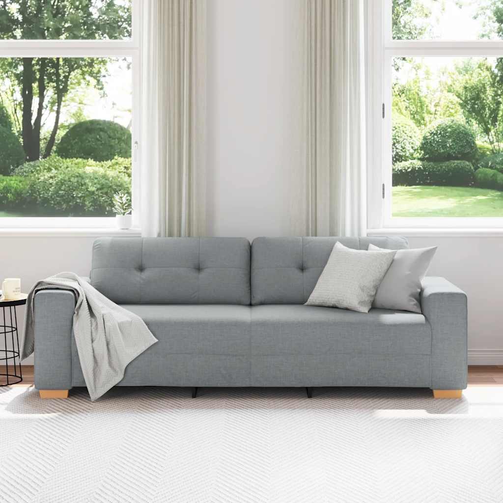 3-Seater Sofa Light Grey 220x78x80 cm Fabric