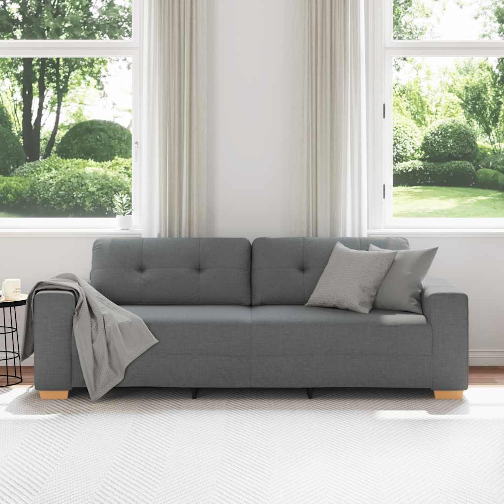 3-Seater Sofa Dark Grey 220x78x80 cm Fabric