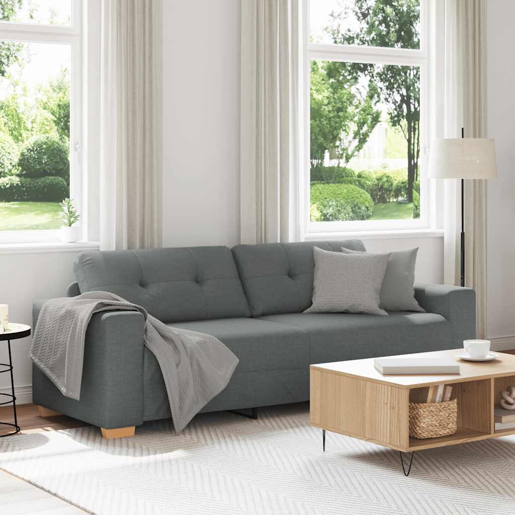 3-Seater Sofa Dark Grey 220x78x80 cm Fabric