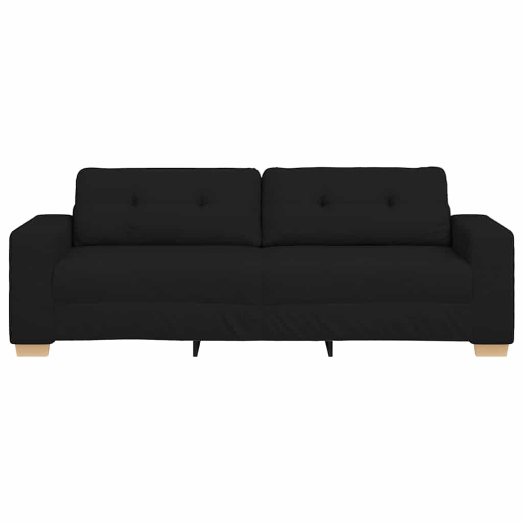 3-Seater Sofa Black 220x78x80 cm Fabric