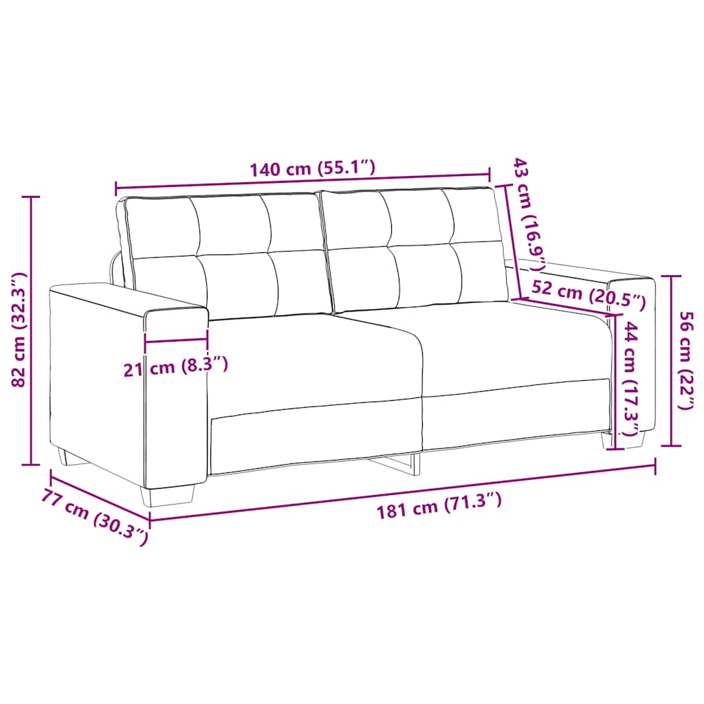 Loveseat Sofa Black 180x77x82 cm Velvet