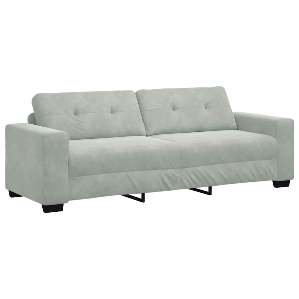 3-Seater Sofa Light Grey 220x78x80 cm Velvet