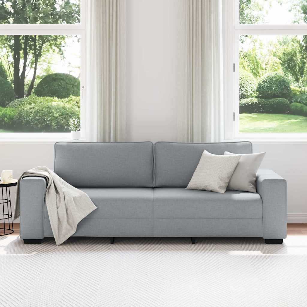 3-Seater Sofa?ight Grey 220x77x82 cm Fabric