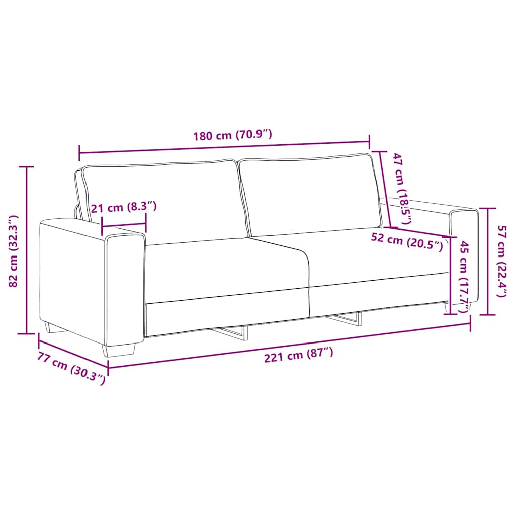 3-Seater Sofa?ight Grey 220x77x82 cm Fabric