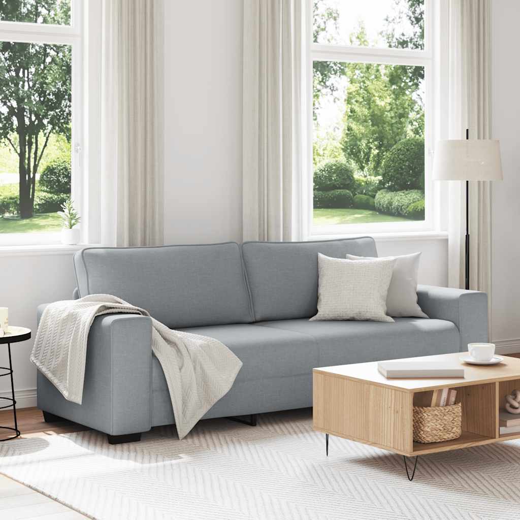 3-Seater Sofa?ight Grey 220x77x82 cm Fabric