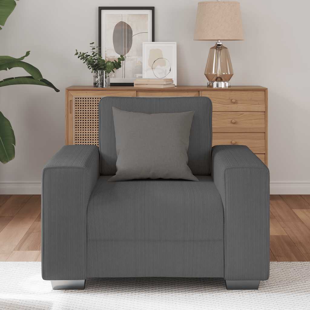 Sofa Chair Dark Grey 100x77x82 cm Corduroy Fabric