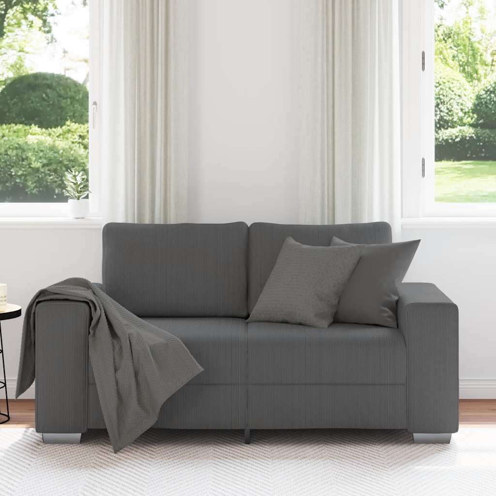 Loveseat Sofa Dark Grey 160x77x82 cm Corduroy Fabric