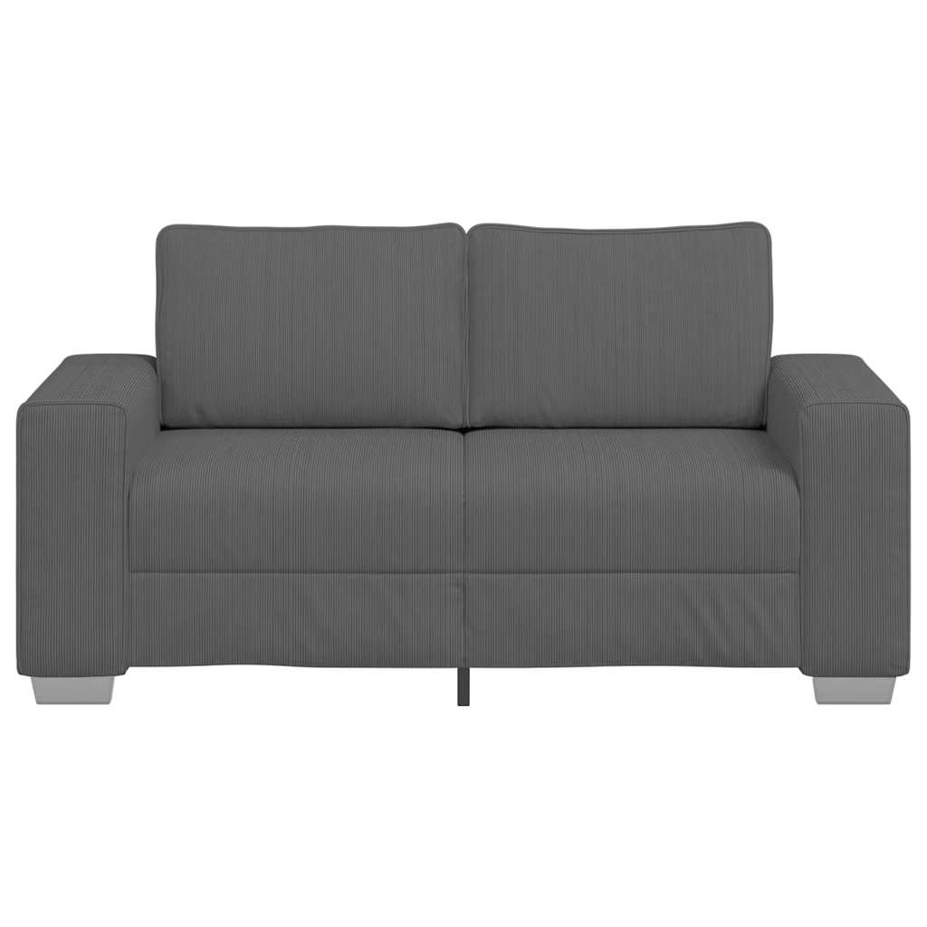 Loveseat Sofa Dark Grey 160x77x82 cm Corduroy Fabric
