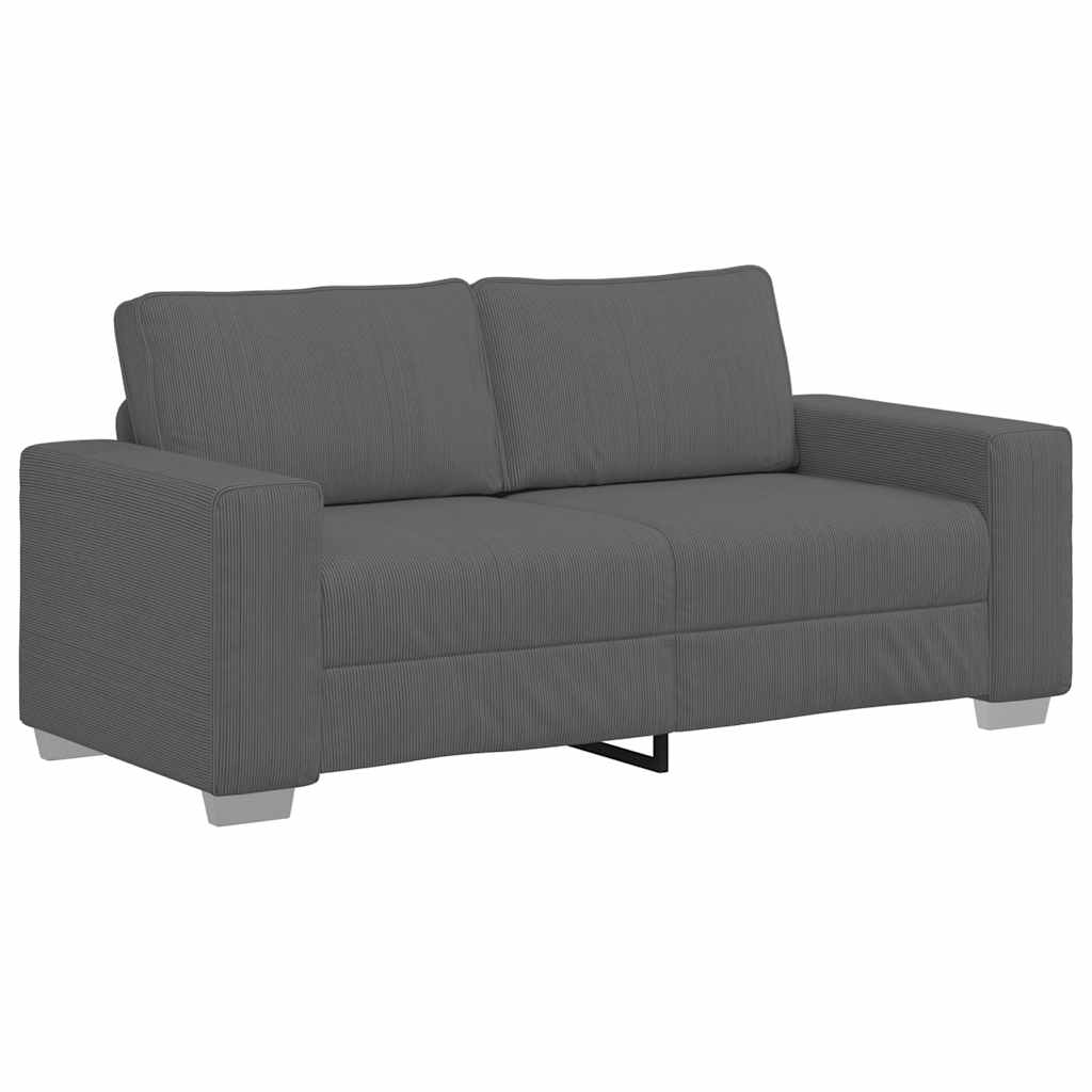 Loveseat Sofa Dark Grey 180x77x82 cm Corduroy Fabric