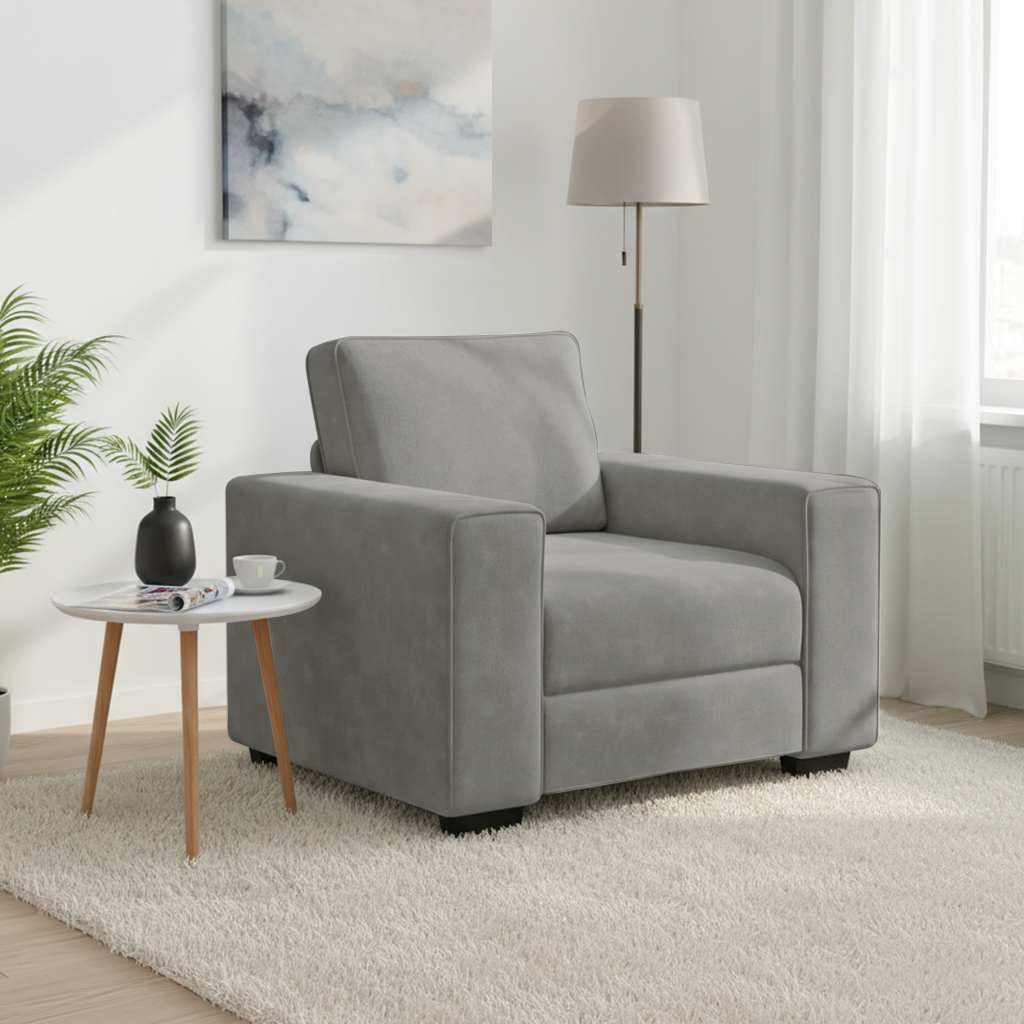 Sofa Chair Light Grey 100x77x82 cm Velvet