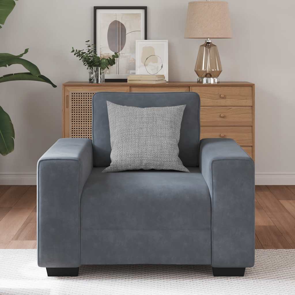 Sofa Chair Dark Grey 100x77x82 cm Velvet