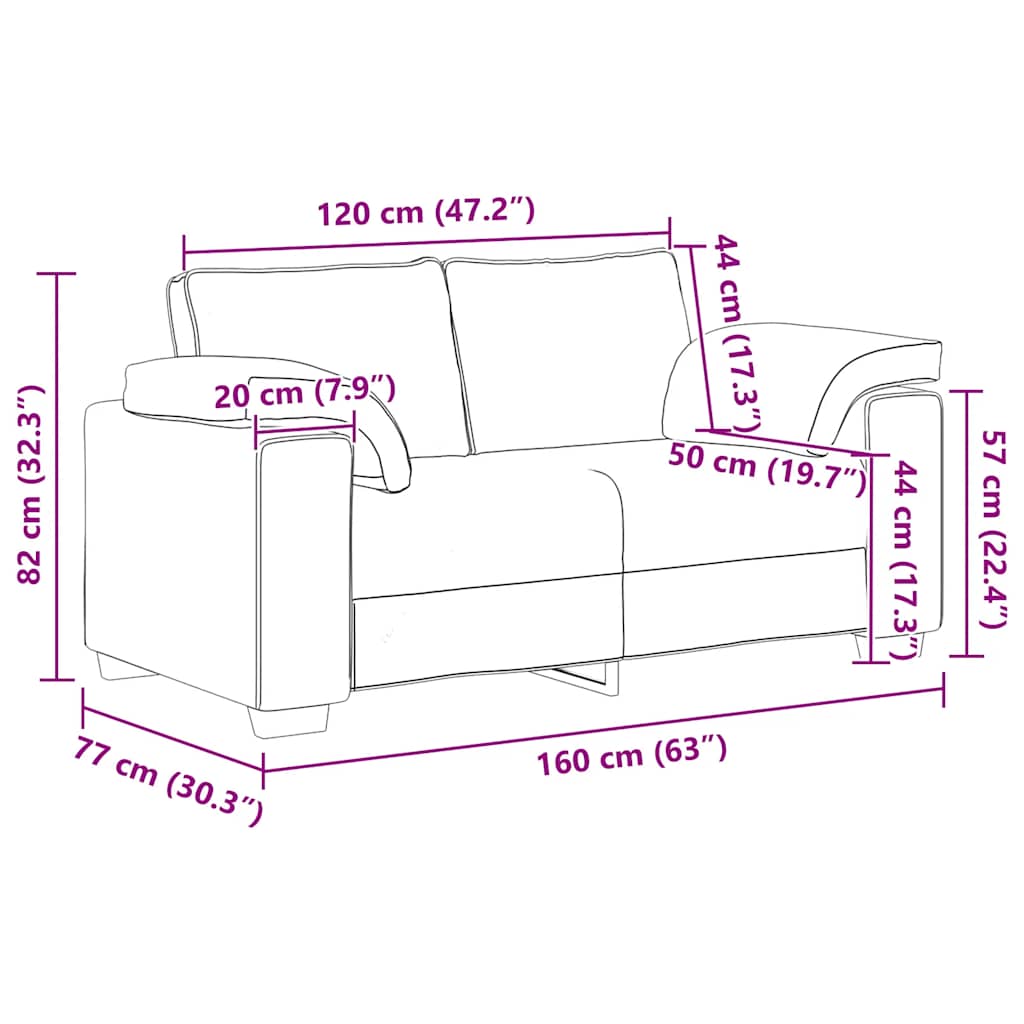Loveseat Sofa Dark Grey 160x77x82 cm Velvet