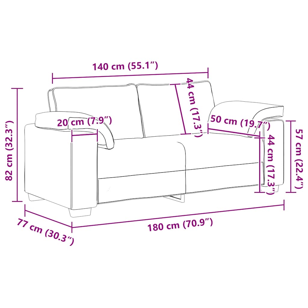 Loveseat Sofa Light Grey 180x77x82 cm Velvet