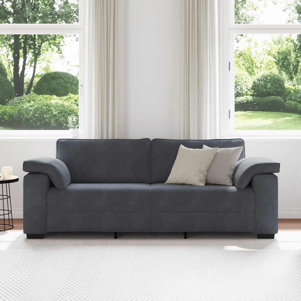 3-Seater Sofa Dark Grey 220x77x82 cm Velvet