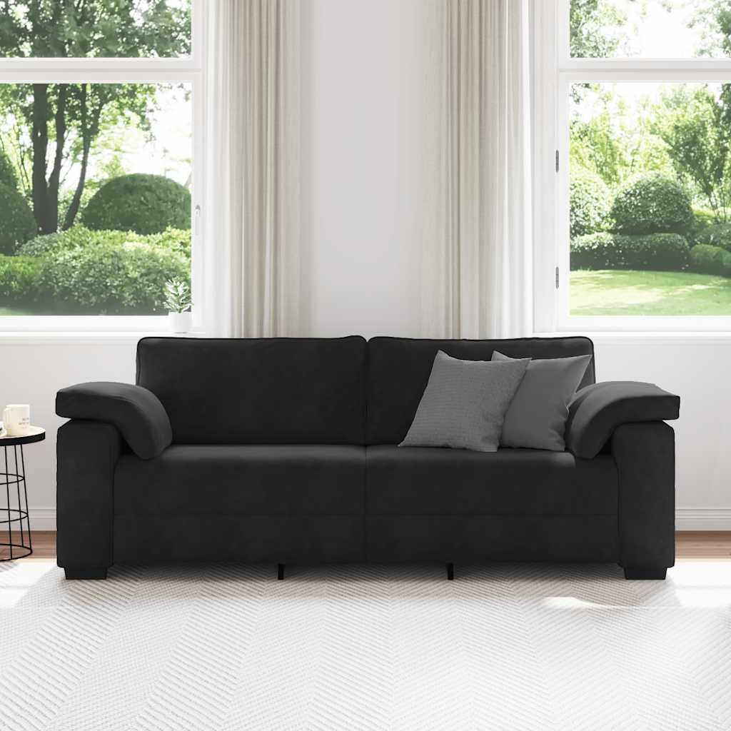 3-Seater Sofa Black 220x77x82 cm Velvet