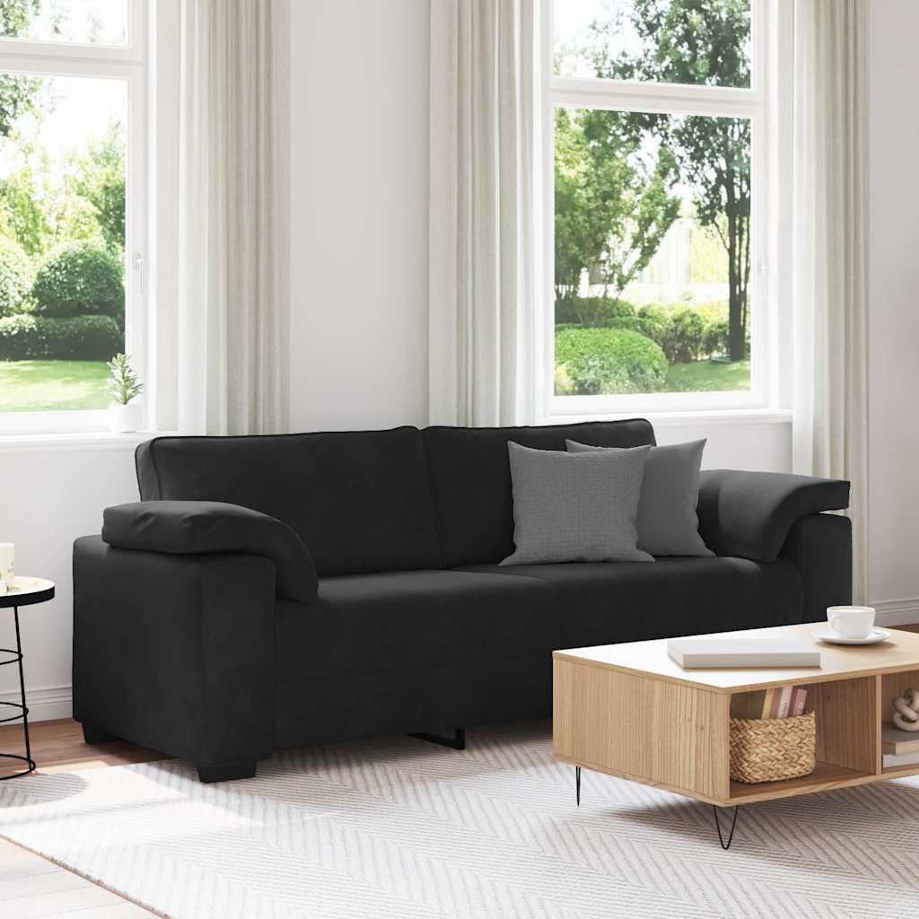 3-Seater Sofa Black 220x77x82 cm Velvet