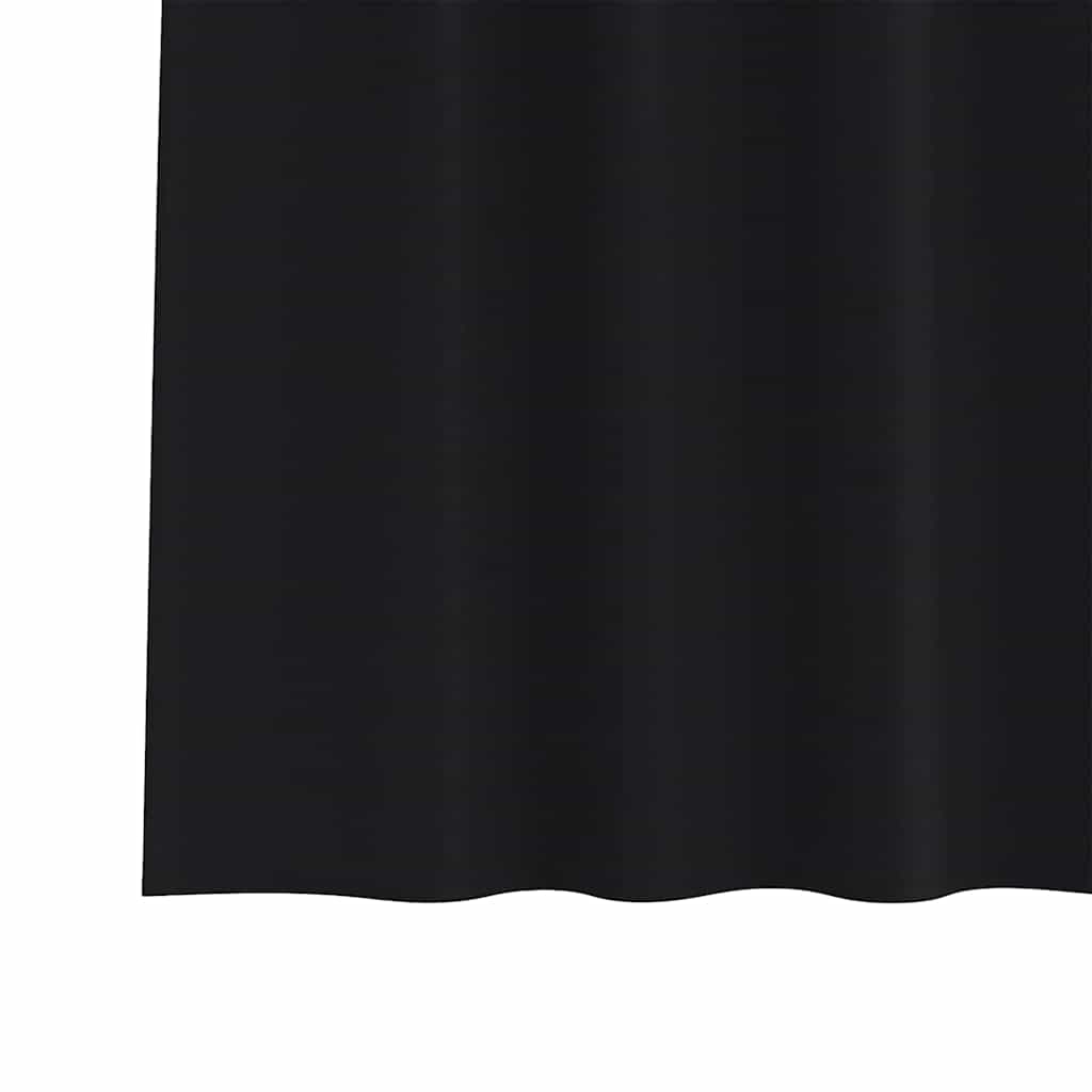 Blackout Curtains with Rings Black Polyester