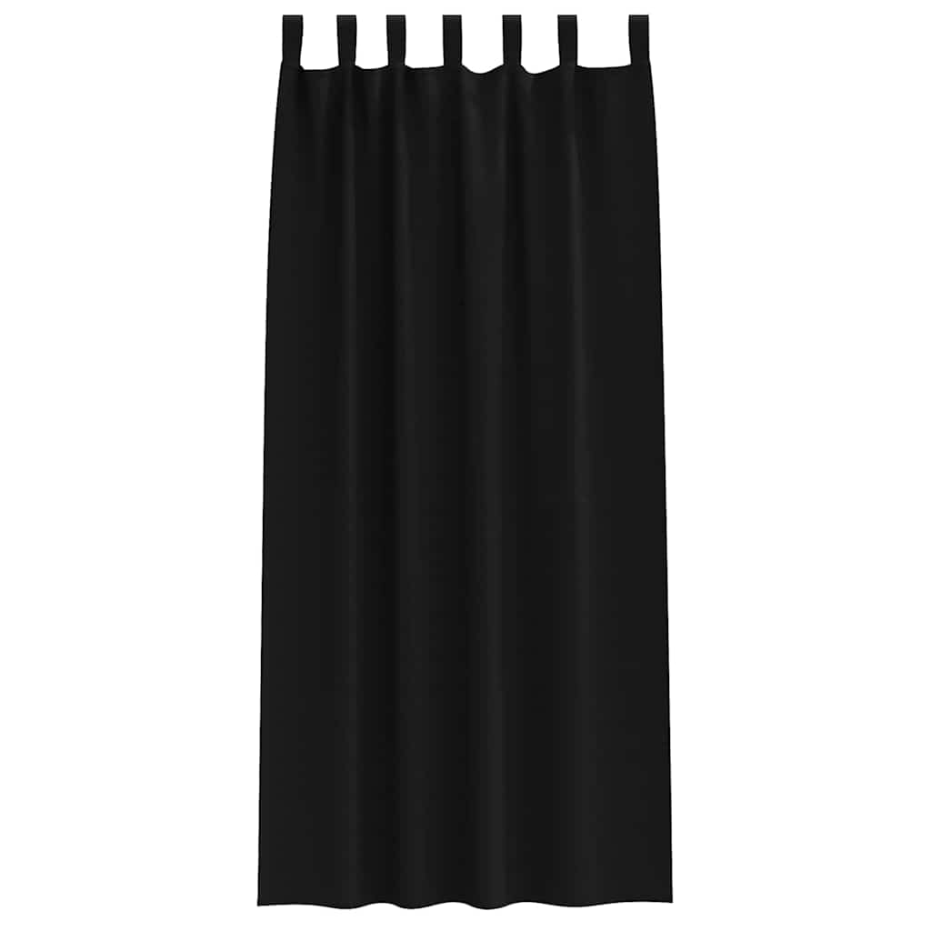 Blackout Curtains with Rings Black Polyester