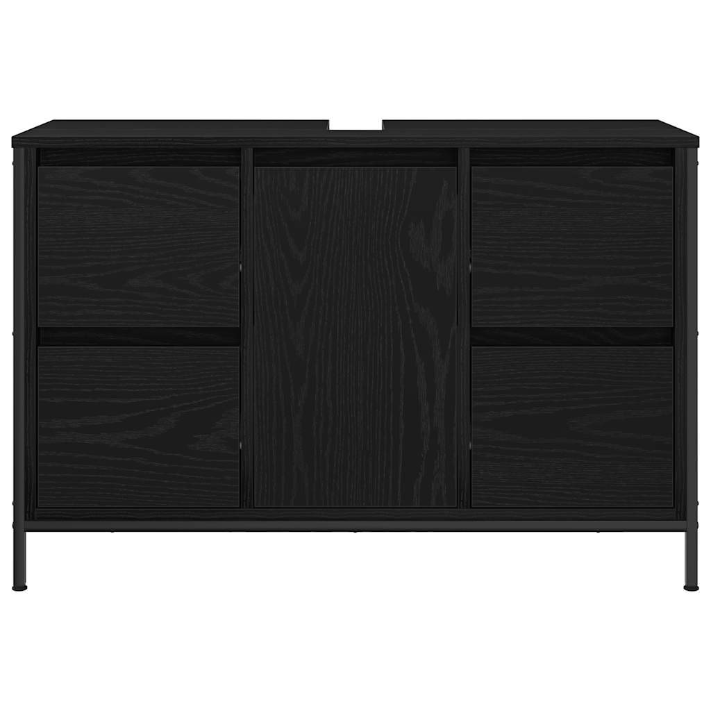 Basin Cabinet with Drawers Black Oak 90x34.5x60 cm