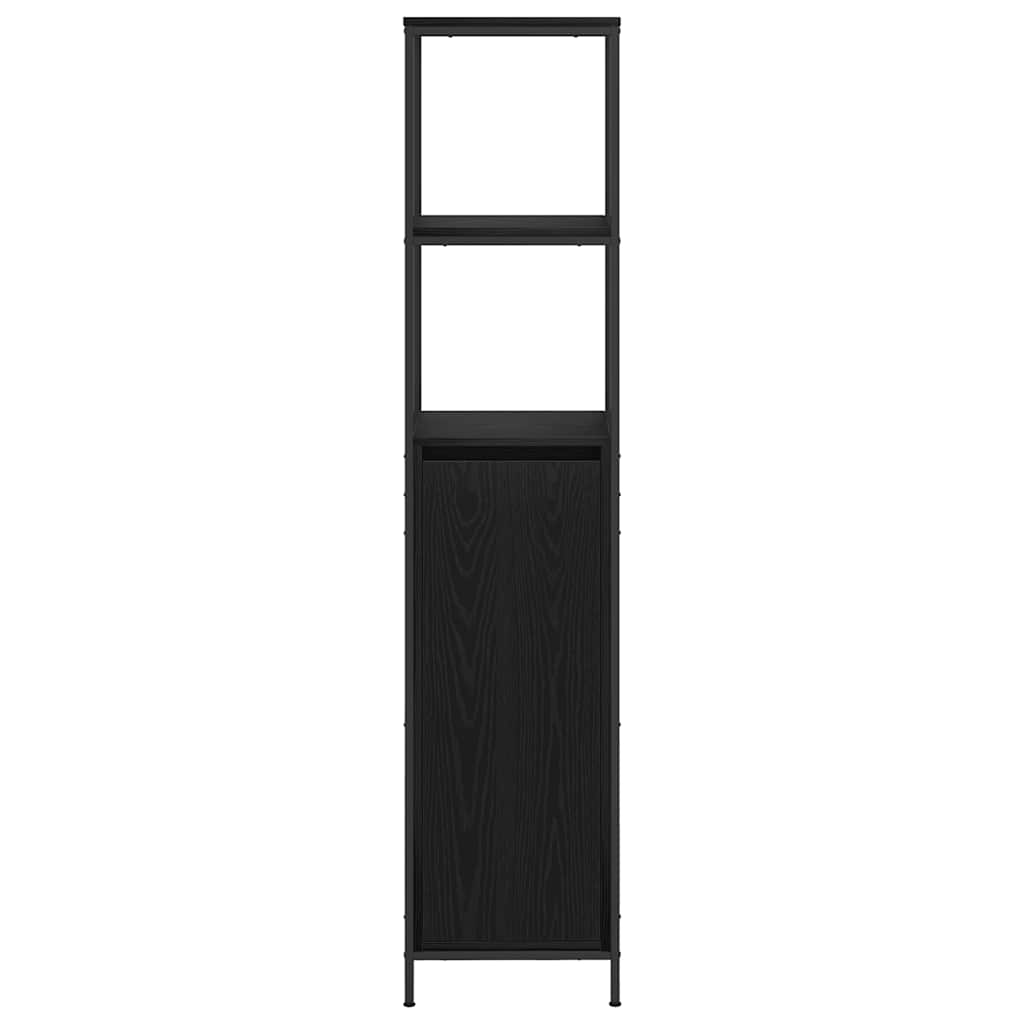 Bathroom Cabinet with Shelves Black Oak 36x35x165 cm