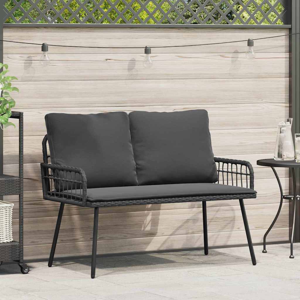 Garden Bench with Cushion Grey 114 x 64 x 78cm Metal