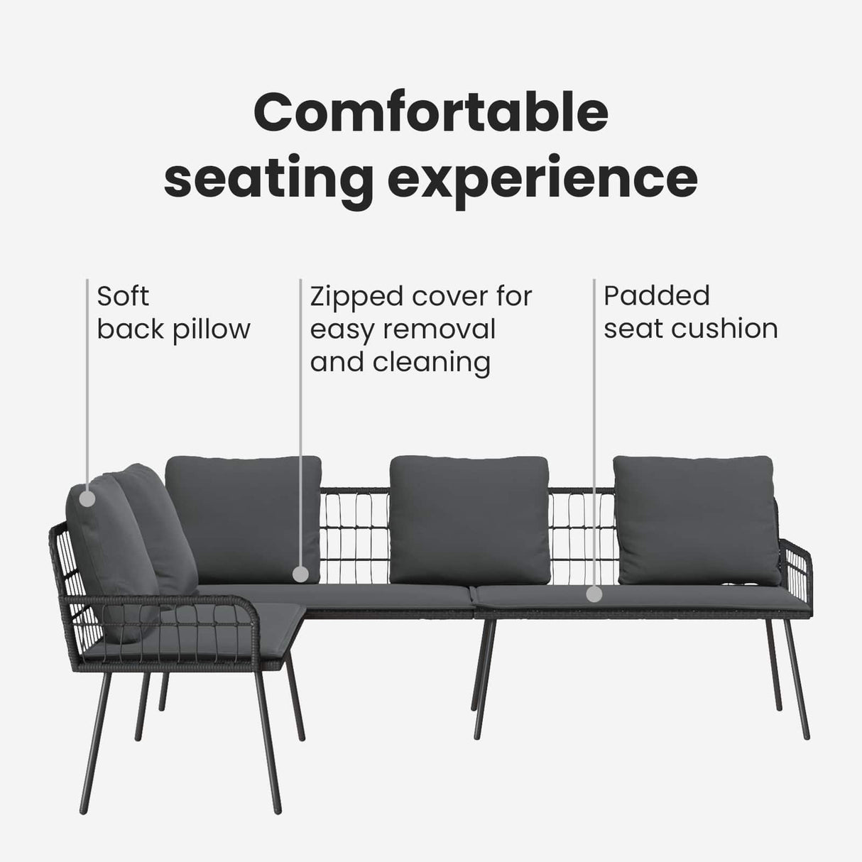 Sofa with Cushion Anthracite 173 x 231 x 90cm Steel