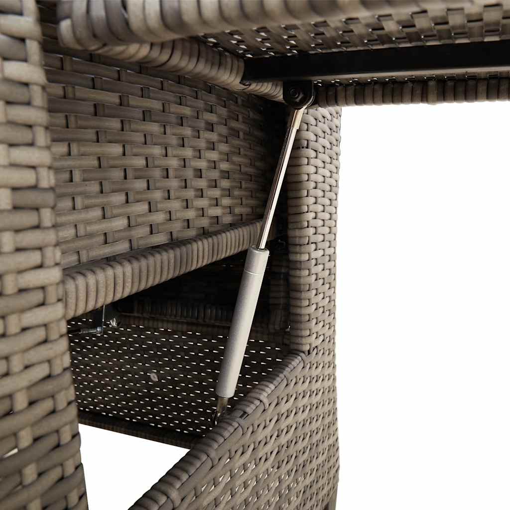 Reclining Garden Chair with Side Table Grey Poly Rattan