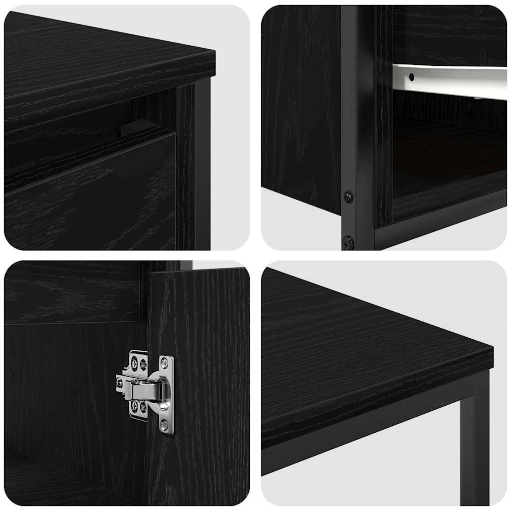 Bathroom Furniture Set 3 pcs Black Oak Engineered Wood