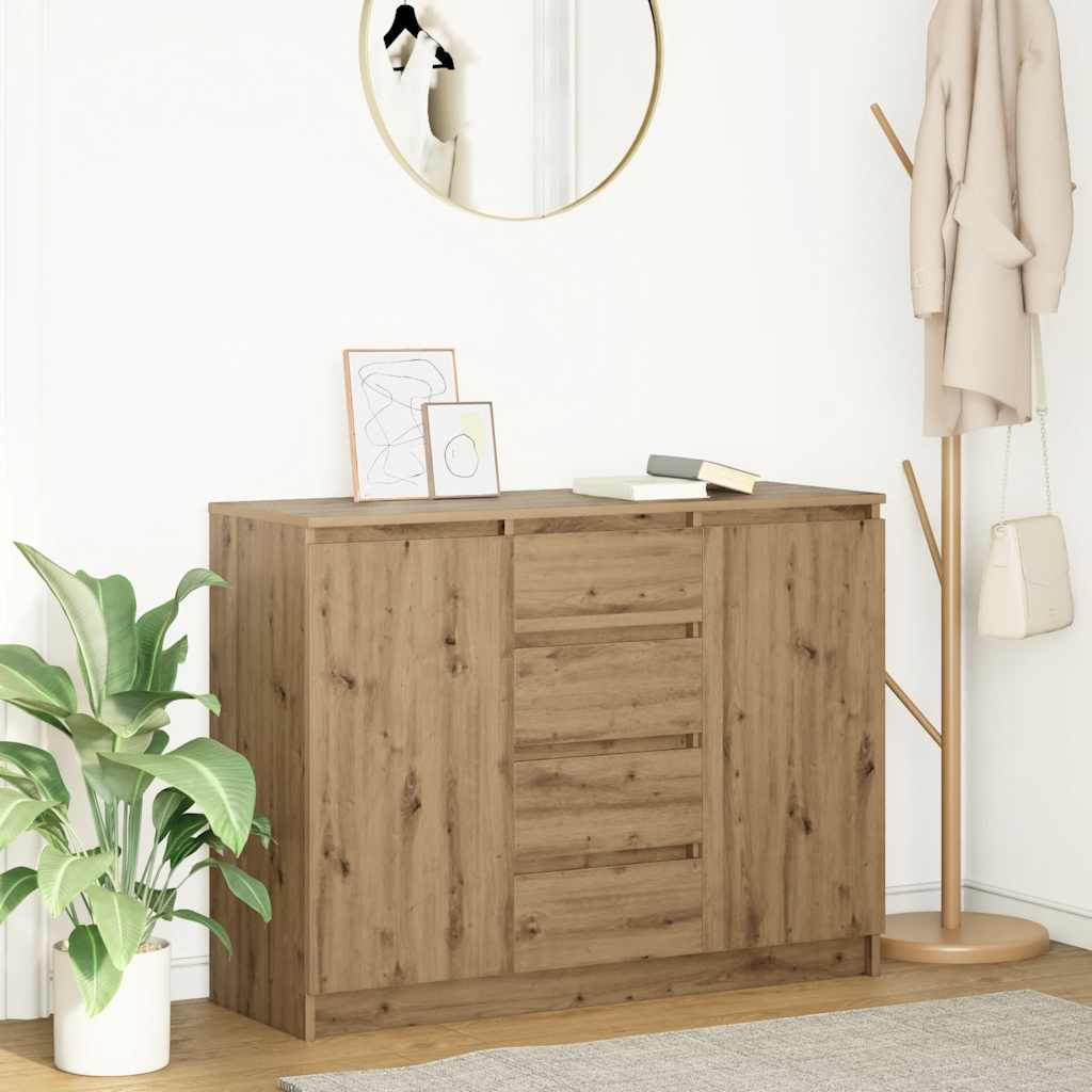 Sideboard with Drawers Artisan Oak 100.5x35x76 cm Engineered Wood