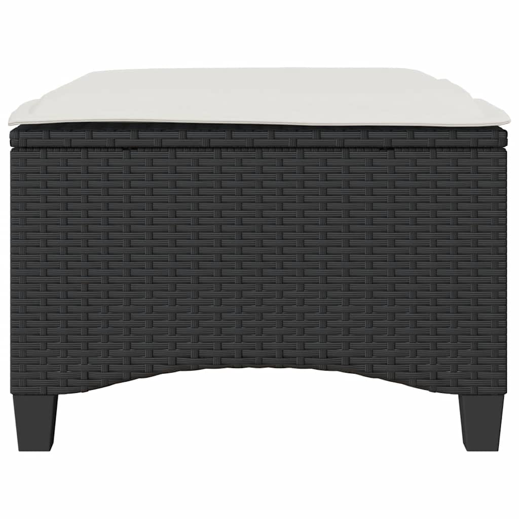 Garden Stools with Cushions 2 pcs Black 55x55x36 cm Poly Rattan