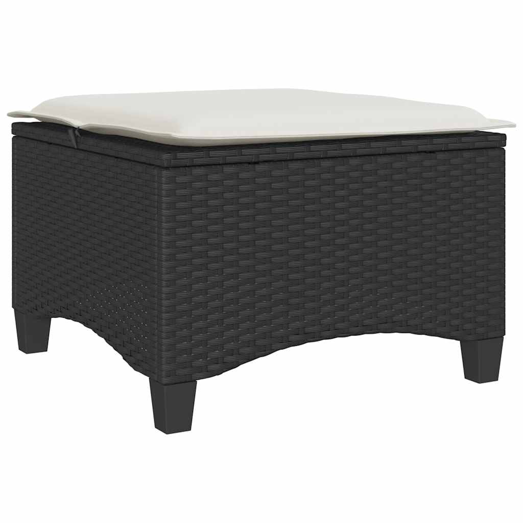 Garden Stools with Cushions 2 pcs Black 55x55x36 cm Poly Rattan