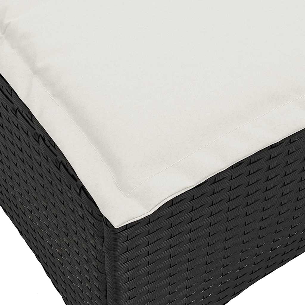 Garden Stools with Cushions 2 pcs Black 55x55x36 cm Poly Rattan