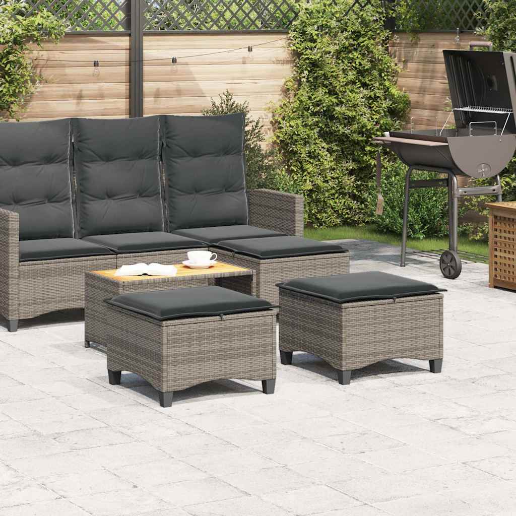 Garden Stools with Cushions 2 pcs Grey 55x55x36 cm Poly Rattan