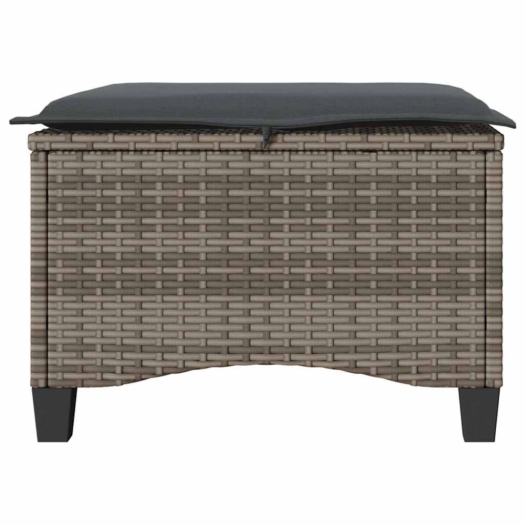 Garden Stools with Cushions 2 pcs Grey 55x55x36 cm Poly Rattan
