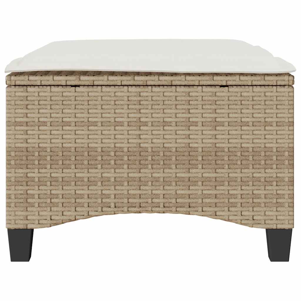 Garden Stools with Cushions 2 pcs Beige 55x55x36 cm Poly Rattan