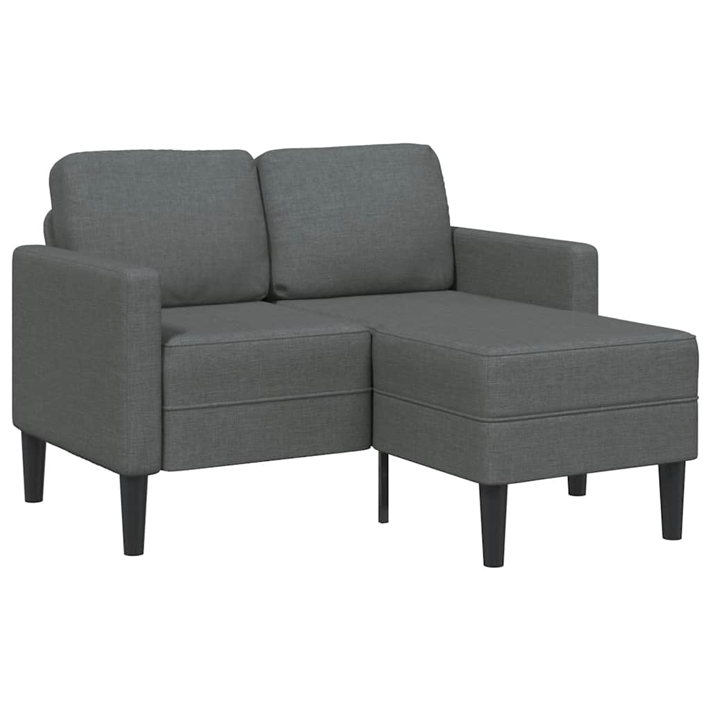 2-Seater Sofa with Chaise L-shaped Dark Grey 125 cm Fabric