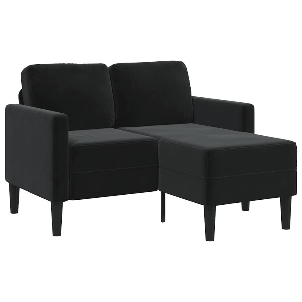 2-Seater Sofa with Chaise L-shaped Black 125 cm Velvet