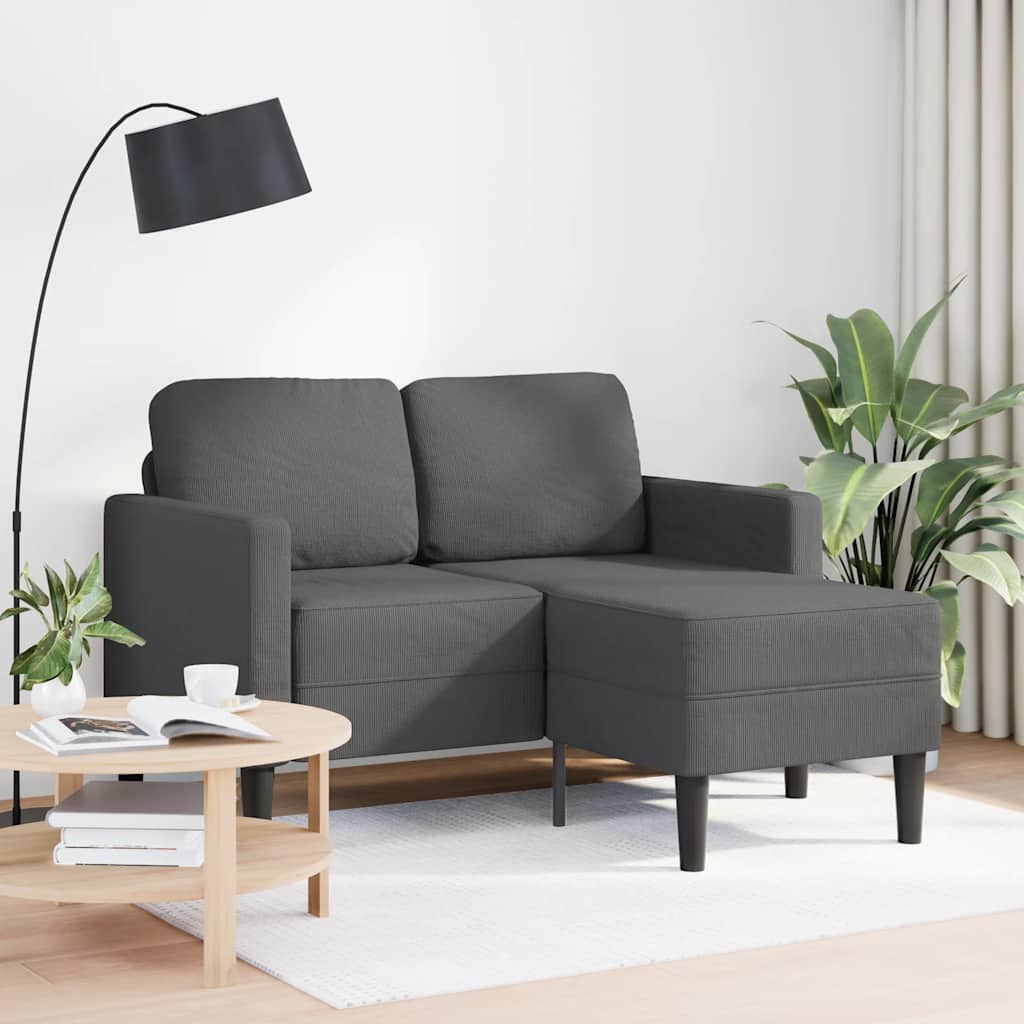 2-Seater Sofa with Chaise L-shaped Dark Grey 125 cm Linen