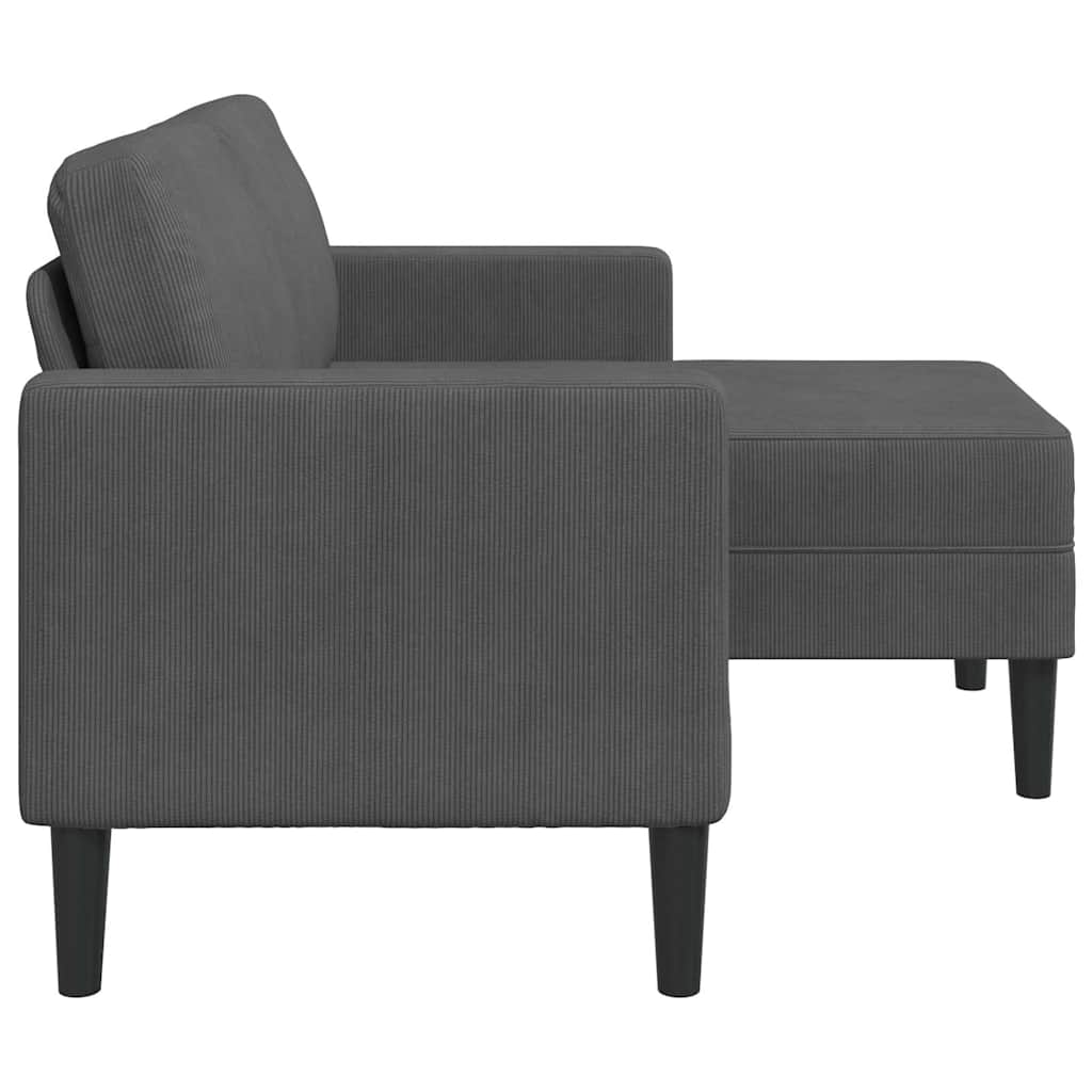 2-Seater Sofa with Chaise L-shaped Dark Grey 125 cm Linen