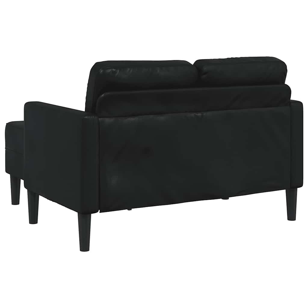 2-Seater Sofa with Chaise L-shaped Black 125 cm Faux Leather