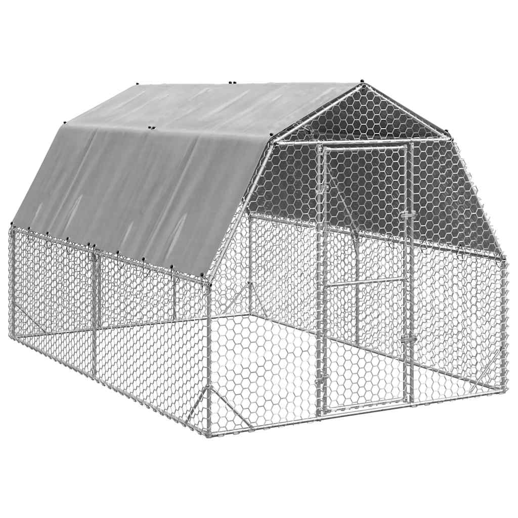 Chicken Run with Roof 2.5x4x2.25 m Galvanised Steel
