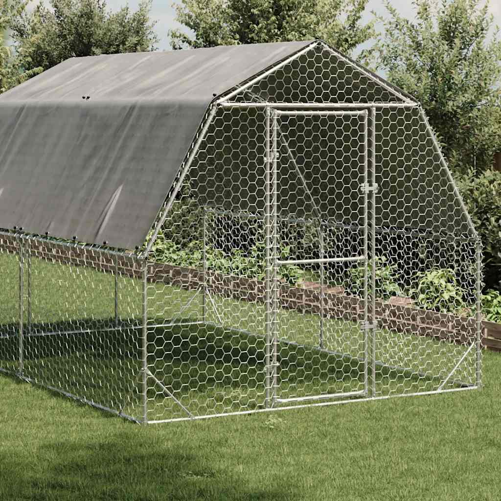 Chicken Run with Roof 2.5x4x2.25 m Galvanised Steel