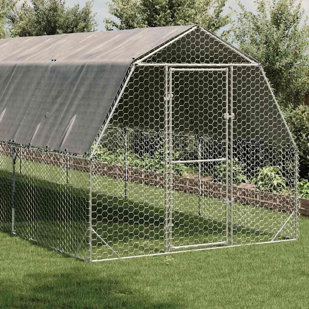 Chicken Run with Roof 2.5x8x2.25 m Galvanised Steel