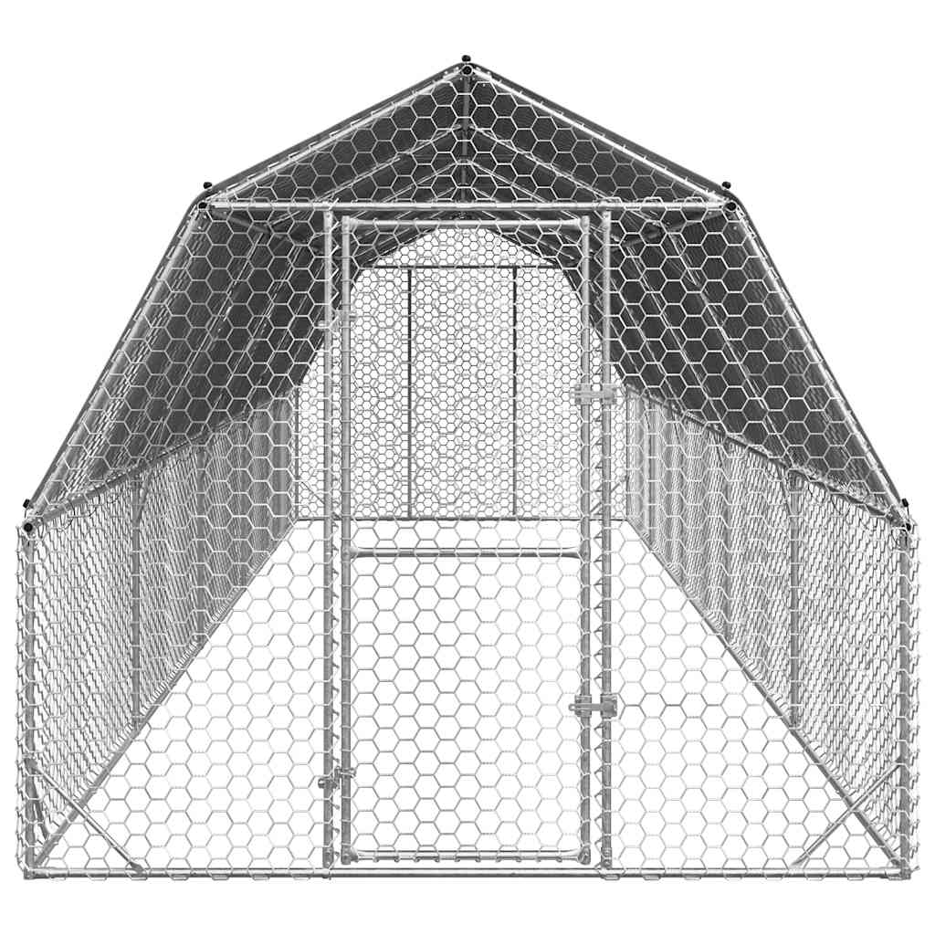 Chicken Run with Roof 2.5x10x2.25 m Galvanised Steel